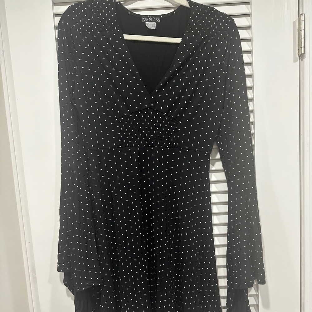 Venus Black and white polka dot dress